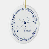 Weihnachtskrebs Zodiac Sign Blue Individuelle Name Keramik Ornament (Rechts)
