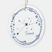 Weihnachtskrebs Zodiac Sign Blue Individuelle Name Keramik Ornament (Links)