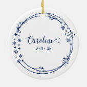 Weihnachtskrebs Zodiac Sign Blue Individuelle Name Keramik Ornament (Hinten)