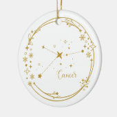 Weihnachtskrebs Zodiac Sign Gold Individuelle Name Keramik Ornament (Links)