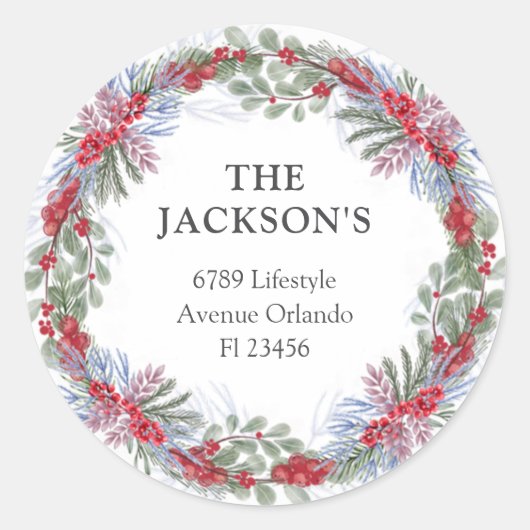Weihnachtskreide-Rücksendeadresse Runder Aufkleber (Vorderseite)