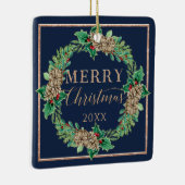Weihnachtskreidevorschlag für Navy: Holly Leaf Fol Keramikornament (Rechts)