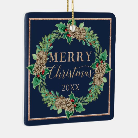 Weihnachtskreidevorschlag für Navy: Holly Leaf Fol Keramikornament (Rechts)