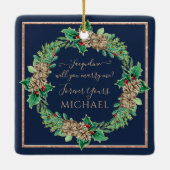 Weihnachtskreidevorschlag für Navy: Holly Leaf Fol Keramikornament (Rückseite)