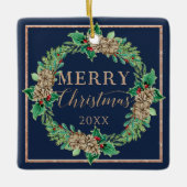 Weihnachtskreidevorschlag für Navy: Holly Leaf Fol Keramikornament (Vorderseite)
