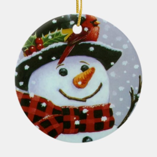 Weihnachtskreis-Verzierung/Schneemann Keramik Ornament (Vorne)