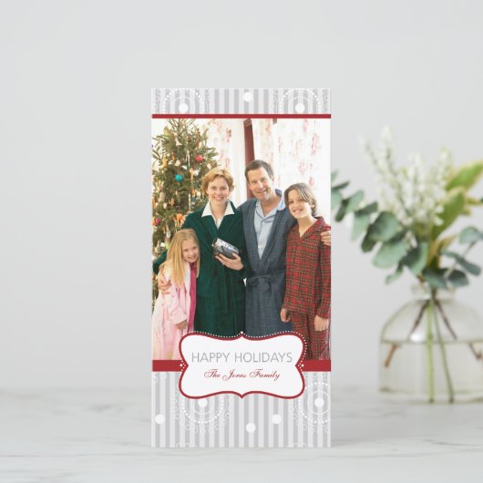 Weihnachtskreise - Rotes Silber Feiertagskarte (Stehend Vorderseite)