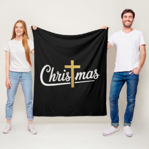 Weihnachtskreuz Familienpassendes Jesus-Geschenk I Fleecedecke