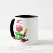 Weihnachtskricket-Player-Cartoon Tasse (Vorderseite Links)