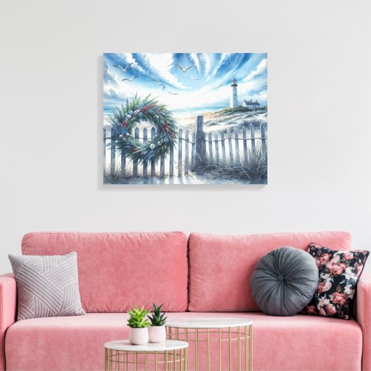 Weihnachtskrieg auf einem Beachzaun Leinwanddruck (Insitu (Wohnzimmer))