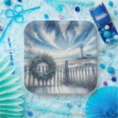 Weihnachtskrieg auf einem Beachzaun Pappteller (Party)