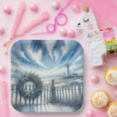 Weihnachtskrieg auf einem Beachzaun Pappteller (Party)