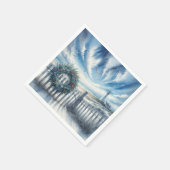 Weihnachtskrieg auf einem Beachzaun Serviette (Ecke)