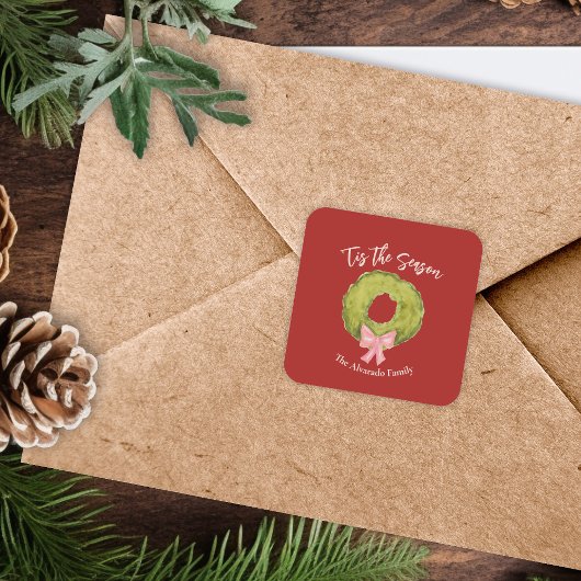 Weihnachtskrieg Bow Red Green Pink Whimsical Fun Quadratischer Aufkleber