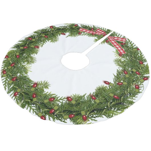 Weihnachtskrieg in Weiß Polyester Weihnachtsbaumdecke (Schrägansicht)