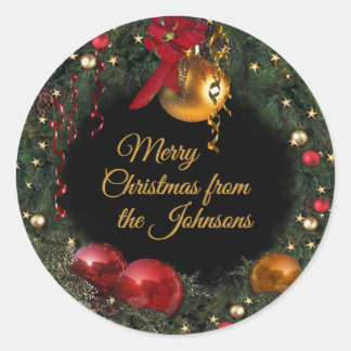 Weihnachtskrieg mit Ihrem Text Runder Aufkleber