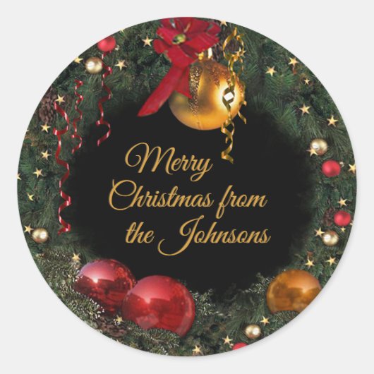Weihnachtskrieg mit Ihrem Text Runder Aufkleber (Vorderseite)