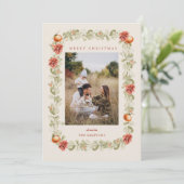 Weihnachtskrieg mit Orangen und Poinsettia Foto Einladung (Stehend Vorderseite)