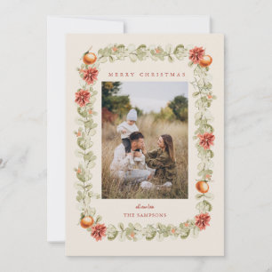 Weihnachtskrieg mit Orangen und Poinsettia Foto Einladung