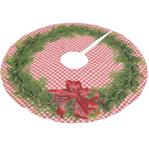 Weihnachtskrieg mit Red Bow O Gingham Polyester Weihnachtsbaumdecke