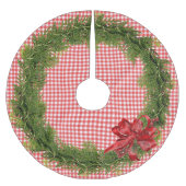 Weihnachtskrieg mit Red Bow O Gingham Polyester Weihnachtsbaumdecke (Vorderseite)
