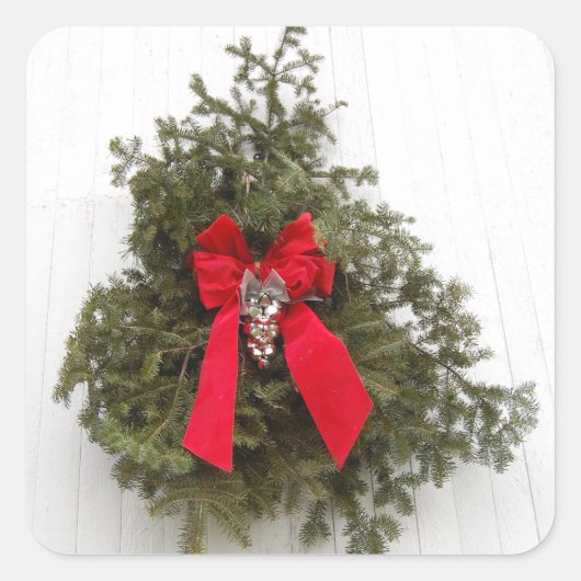Weihnachtskrieg mit Red Bow Quadratischer Aufkleber (Vorderseite)