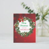 Weihnachtskrieg mit roten Schneeflocken Postkarte (Stehend Vorderseite)