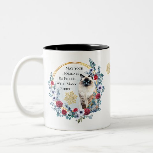 Weihnachtskrieg mit schönem katzenwinterurlaub zweifarbige tasse (Links)