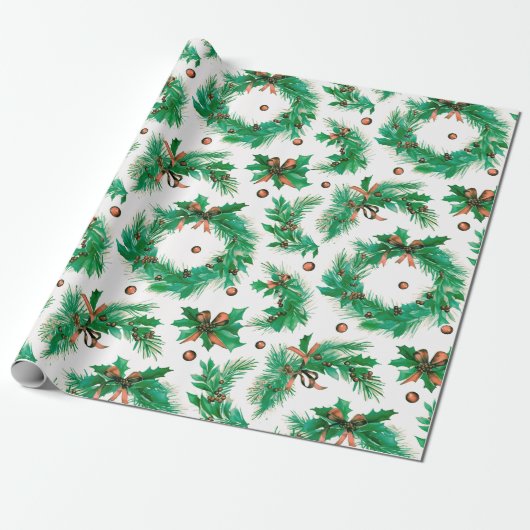 Weihnachtskriege Berries Bows Moderne Weihnachten Geschenkpapier (Ungerollt)