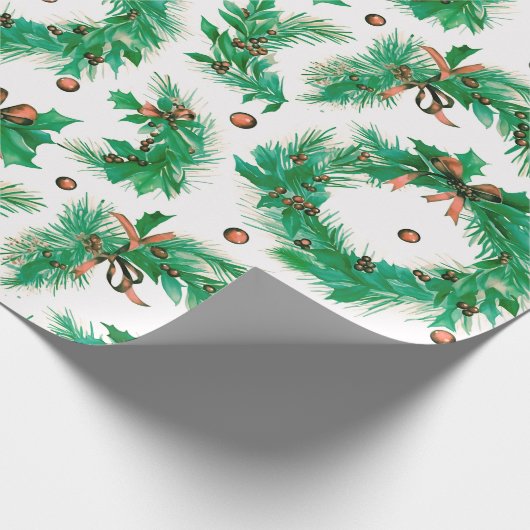 Weihnachtskriege Berries Bows Moderne Weihnachten Geschenkpapier (Ecke)