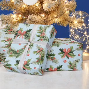 Weihnachtskriege Berries Bows Moderne Weihnachten Geschenkpapier