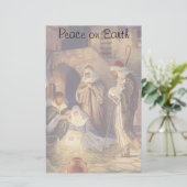 Weihnachtskrippe, 3 Hirten und Jesus Briefpapier (Stehend Vorderseite)