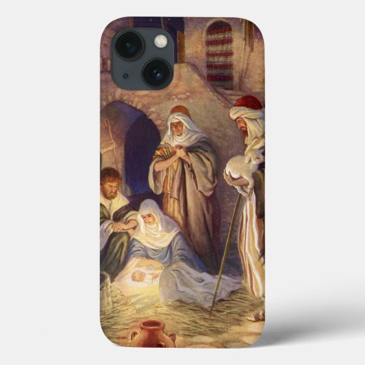 Weihnachtskrippe, 3 Hirten und Jesus Case-Mate iPhone Hülle (Rückseite)