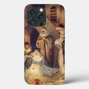 Weihnachtskrippe, 3 Hirten und Jesus iPhone 13 Pro Hülle