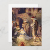 Weihnachtskrippe, 3 Hirten und Jesus Einladung (Vorne/Hinten)