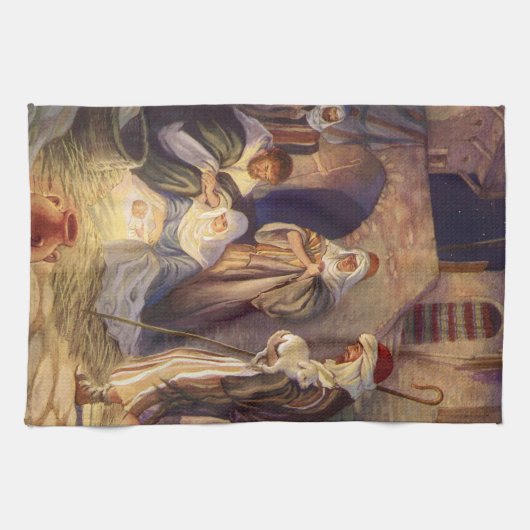 Weihnachtskrippe, 3 Hirten und Jesus Geschirrtuch (Horizontal)