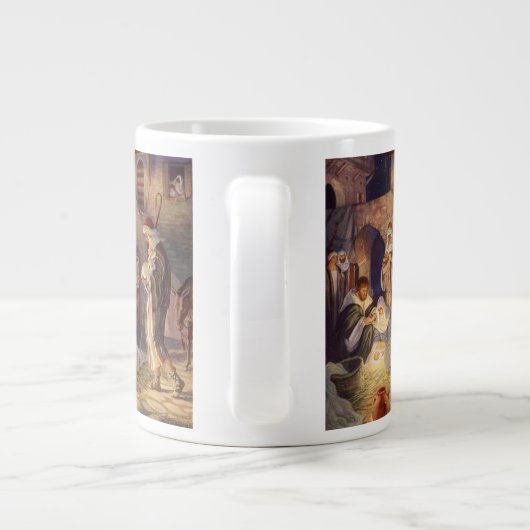 Weihnachtskrippe, 3 Hirten und Jesus Jumbo-Tasse (Rückseite)