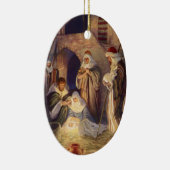 Weihnachtskrippe, 3 Hirten und Jesus Keramikornament (Rechts)