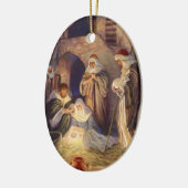 Weihnachtskrippe, 3 Hirten und Jesus Keramikornament (Links)