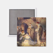 Weihnachtskrippe, 3 Hirten und Jesus Magnet (Vorderseite/Rückseite)