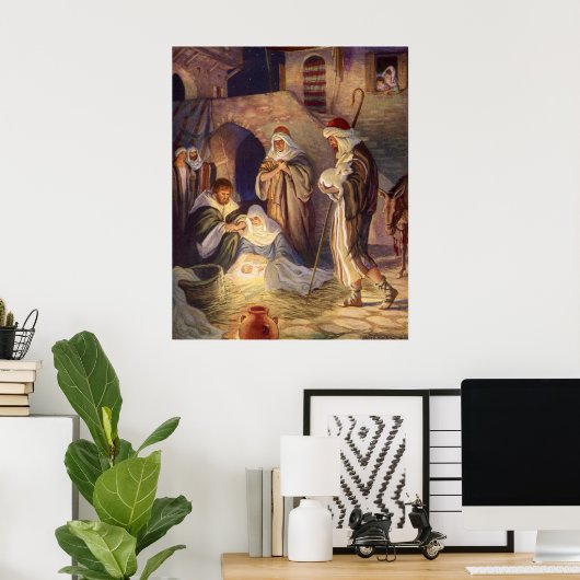 Weihnachtskrippe, 3 Hirten und Jesus Poster (Heimbüro)