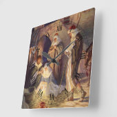 Weihnachtskrippe, 3 Hirten und Jesus Quadratische Wanduhr (Winkel)