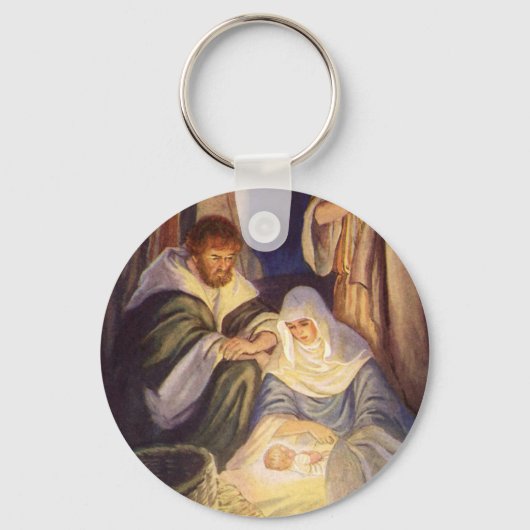 Weihnachtskrippe, 3 Hirten und Jesus Schlüsselanhänger (Vorderseite)