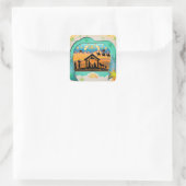 Weihnachtskrippe 3D | Religiöser Feiertag Quadratischer Aufkleber (Tasche)