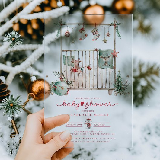 Weihnachtskrippe Akrylic Baby Dusche einladen Acryleinladungen