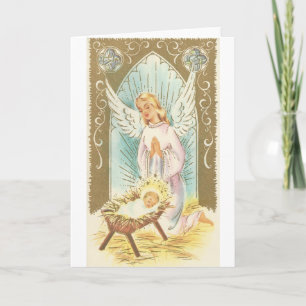 Weihnachtskrippe Angel Feiertagskarte