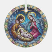 Weihnachtskrippe aus verkettetem Glas Ornament Aus Glas (Vorderseite)