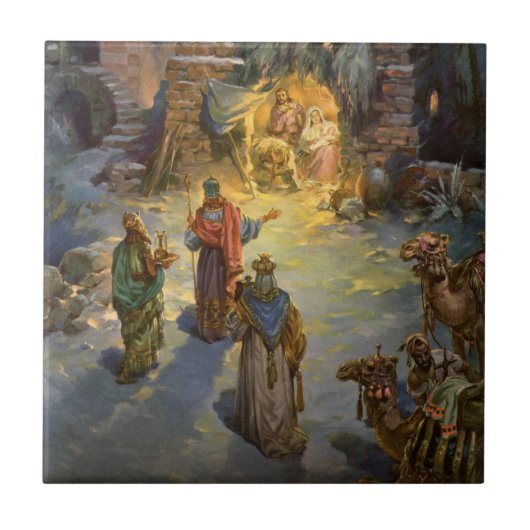 Weihnachtskrippe aus Weihnachten mit Besuch Magi Fliese (Vorderseite)