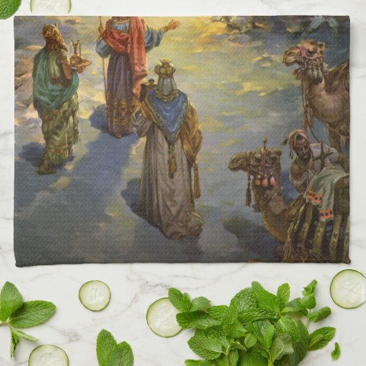 Weihnachtskrippe aus Weihnachten mit Besuch Magi Geschirrtuch (Gefaltet)