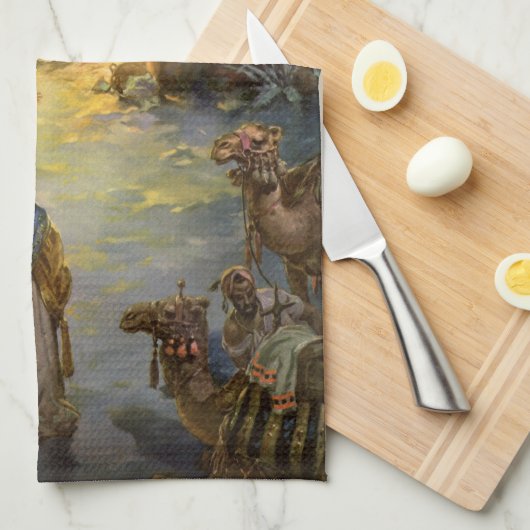 Weihnachtskrippe aus Weihnachten mit Besuch Magi Geschirrtuch (Viertel Falte)